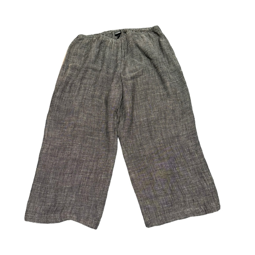 Eileen Fisher black rayon/linen tweed pants size L. EUC
